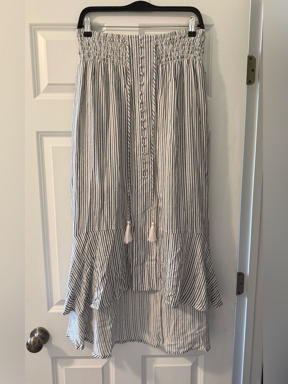 EST 1946 Striped Smocked High-Low Midi Skirt & Terra & Sky Tank Top